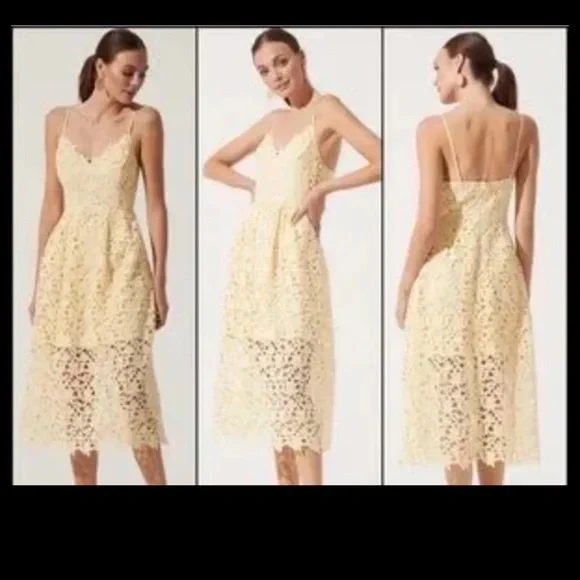 ASTR The Label Butter Yellow Crochet Lace Midi Dress 
size Small (4) - Picture 8 of 12